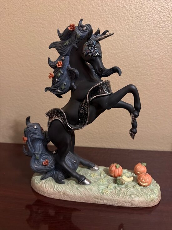 Princeton Gallery Other - 2002 Princeton Gallery Halloween Magic Unicorn Black Porcelain Figurine - No Box
